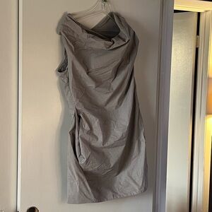 ALLSAINTS Cotton Draped Creme Navy Striped Mini Dress. UK 14, US 10.